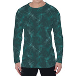 Turquoise Dragonfly Pattern Print Men's Long Sleeve T-Shirt
