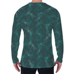 Turquoise Dragonfly Pattern Print Men's Long Sleeve T-Shirt