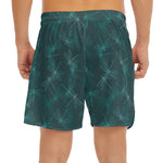 Turquoise Dragonfly Pattern Print Men's Split Running Shorts