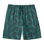 Turquoise Dragonfly Pattern Print Men's Swim Trunks