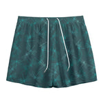 Turquoise Dragonfly Pattern Print Mesh Shorts