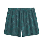 Turquoise Dragonfly Pattern Print Mesh Shorts