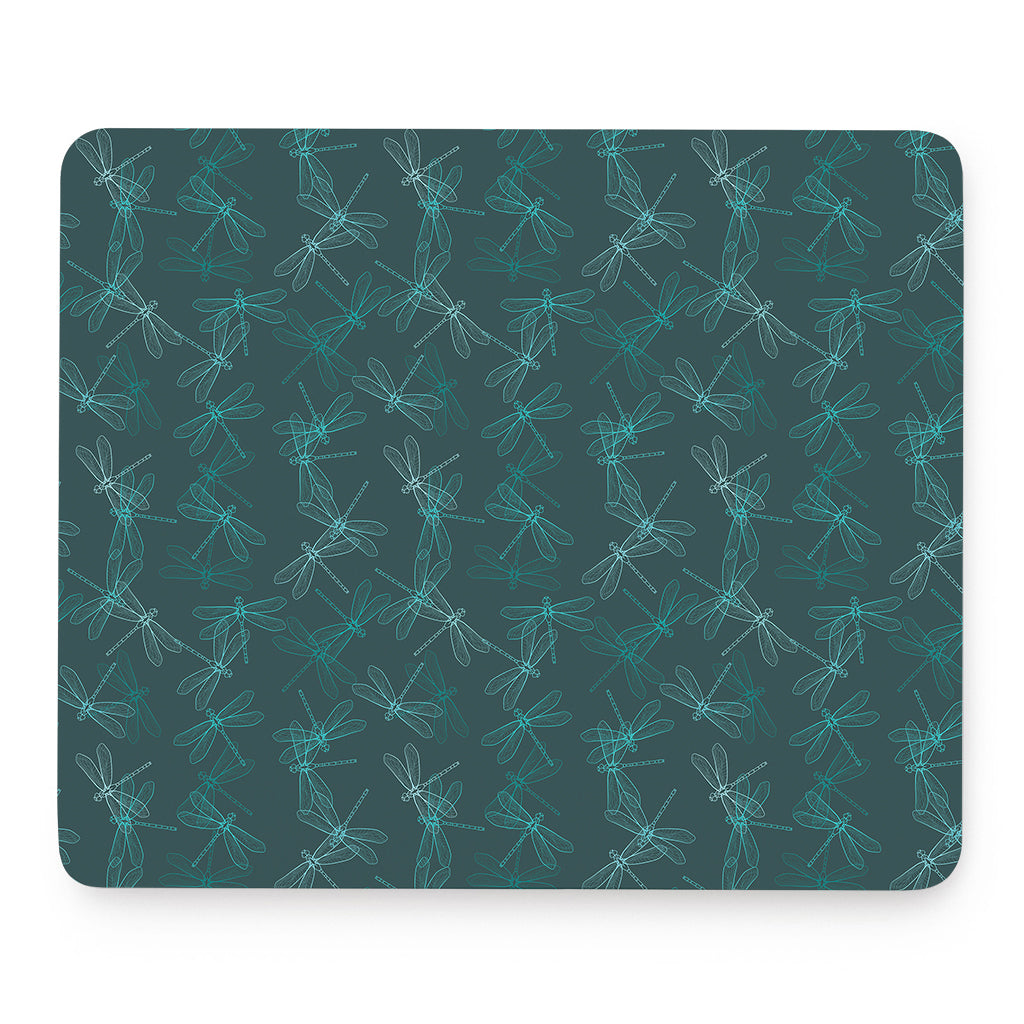 Turquoise Dragonfly Pattern Print Mouse Pad
