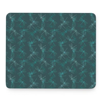 Turquoise Dragonfly Pattern Print Mouse Pad