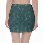 Turquoise Dragonfly Pattern Print Pencil Mini Skirt