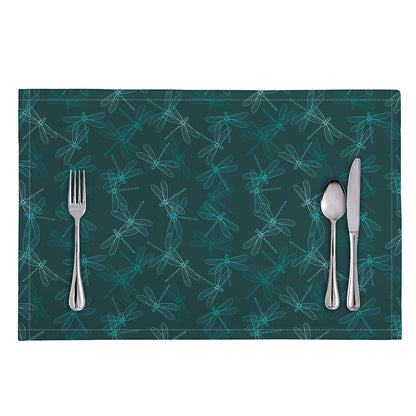 Turquoise Dragonfly Pattern Print Placemat