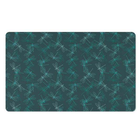 Turquoise Dragonfly Pattern Print Polyester Doormat