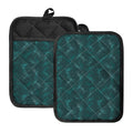 Turquoise Dragonfly Pattern Print Pot Holders With Pocket