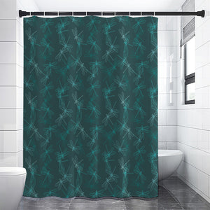 Turquoise Dragonfly Pattern Print Premium Shower Curtain