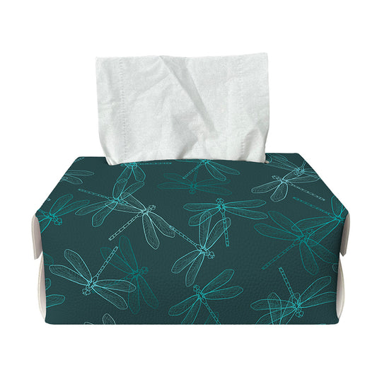 Turquoise Dragonfly Pattern Print Rectangle Tissue Box Cover