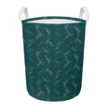 Turquoise Dragonfly Pattern Print Round Laundry Basket
