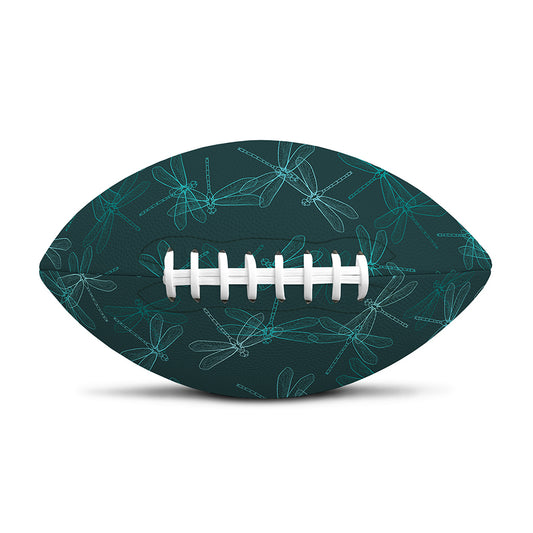 Turquoise Dragonfly Pattern Print Rugby Ball