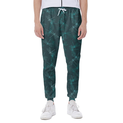 Turquoise Dragonfly Pattern Print Scuba Joggers