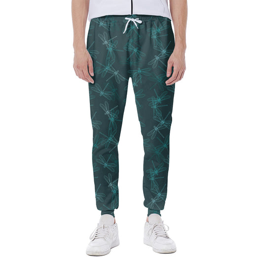 Turquoise Dragonfly Pattern Print Scuba Joggers
