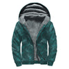 Turquoise Dragonfly Pattern Print Sherpa Lined Zip Up Hoodie