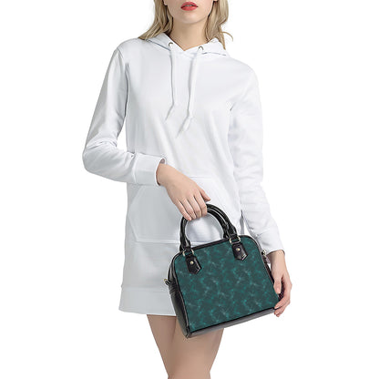 Turquoise Dragonfly Pattern Print Shoulder Handbag