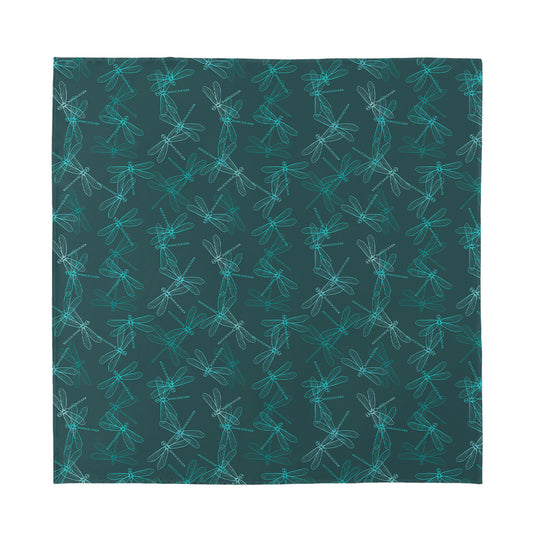 Turquoise Dragonfly Pattern Print Silk Bandana