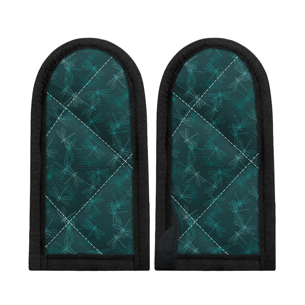 Turquoise Dragonfly Pattern Print Skillet Handle Cover
