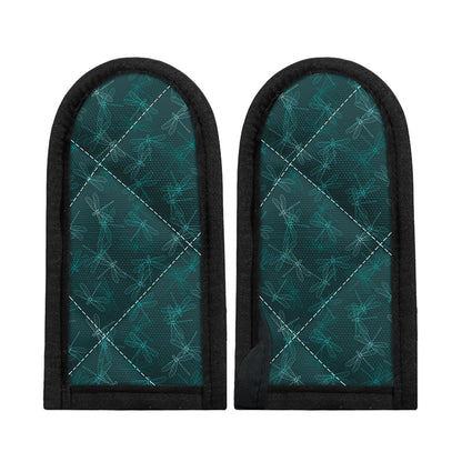 Turquoise Dragonfly Pattern Print Skillet Handle Cover
