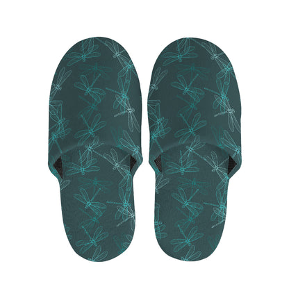Turquoise Dragonfly Pattern Print Slippers