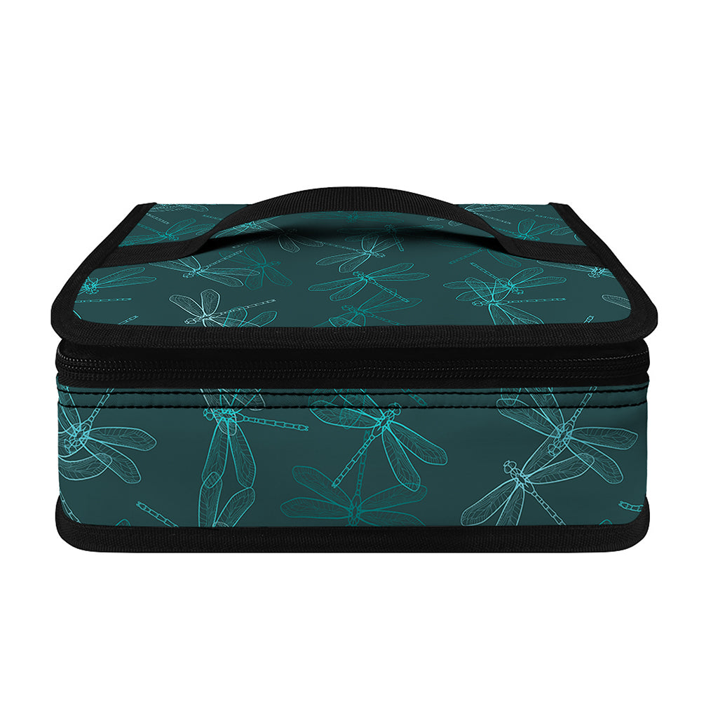 Turquoise Dragonfly Pattern Print Small Lunch Bag