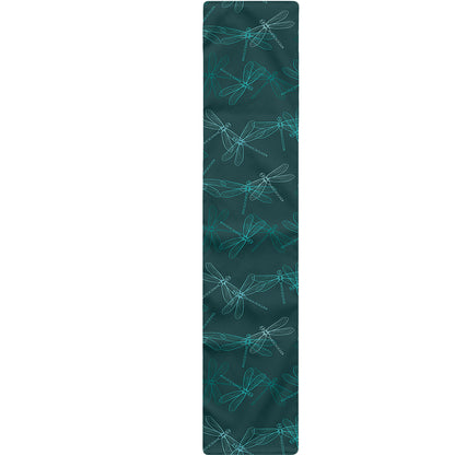 Turquoise Dragonfly Pattern Print Table Runner