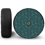 Turquoise Dragonfly Pattern Print Tire Cover With Camera Hole