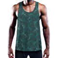 Turquoise Dragonfly Pattern Print Men's Workout Tank Top