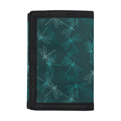 Turquoise Dragonfly Pattern Print Trifold Wallet