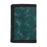 Turquoise Dragonfly Pattern Print Trifold Wallet