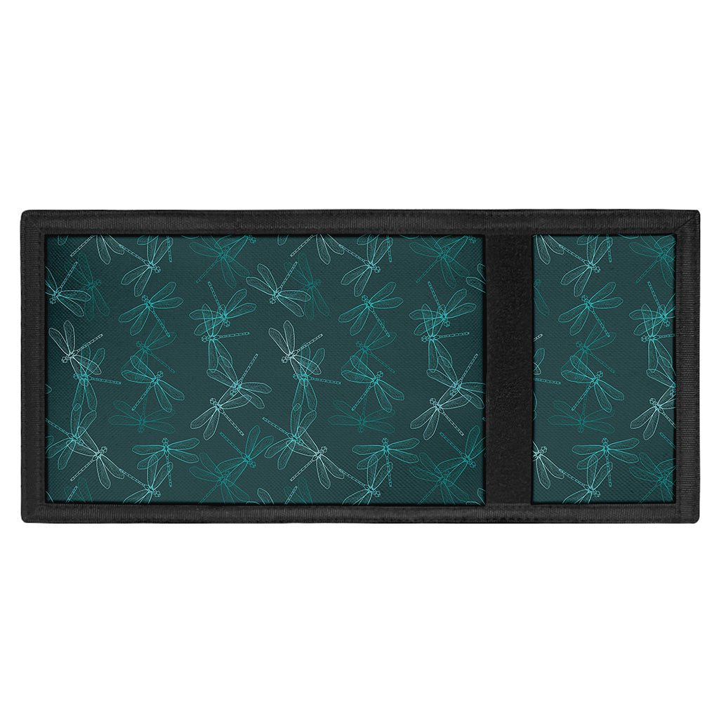 Turquoise Dragonfly Pattern Print Trifold Wallet