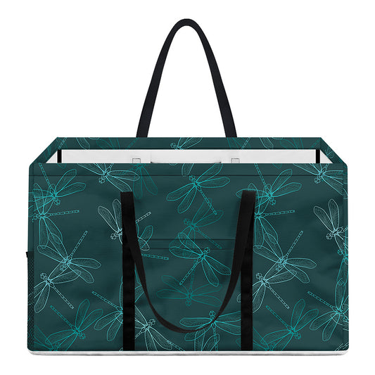 Turquoise Dragonfly Pattern Print Utility Tote Bag
