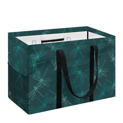 Turquoise Dragonfly Pattern Print Utility Tote Bag