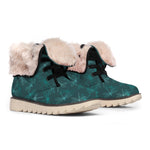 Turquoise Dragonfly Pattern Print Winter Boots