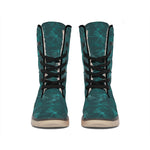 Turquoise Dragonfly Pattern Print Winter Boots