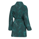 Turquoise Dragonfly Pattern Print Women's Bathrobe