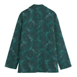 Turquoise Dragonfly Pattern Print Women's Cotton Blazer