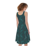 Turquoise Dragonfly Pattern Print Women's Sleeveless Dress