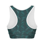 Turquoise Dragonfly Pattern Print Women's Sports Bra