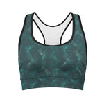 Turquoise Dragonfly Pattern Print Women's Sports Bra