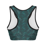 Turquoise Dragonfly Pattern Print Women's Sports Bra