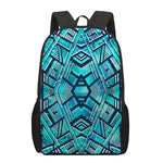 Turquoise Ethnic Aztec Trippy Print 17 Inch Backpack