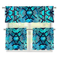 Turquoise Ethnic Aztec Trippy Print 3 Piece Kitchen Curtains