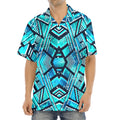 Turquoise Ethnic Aztec Trippy Print Aloha Shirt