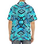 Turquoise Ethnic Aztec Trippy Print Aloha Shirt