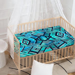 Turquoise Ethnic Aztec Trippy Print Baby Crib Sheet