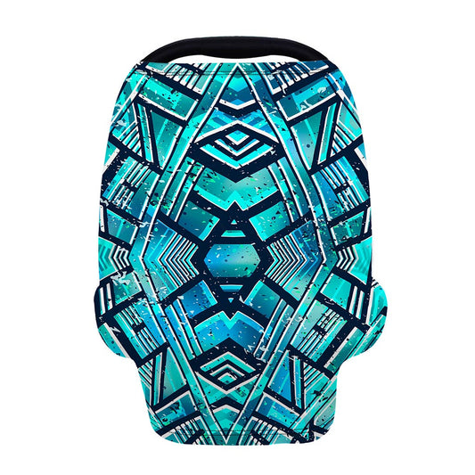 Turquoise Ethnic Aztec Trippy Print Baby Seat Cover