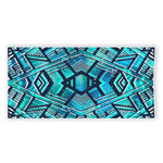 Turquoise Ethnic Aztec Trippy Print Beach Towel