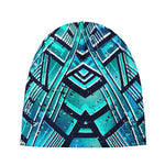 Turquoise Ethnic Aztec Trippy Print Beanie