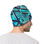 Turquoise Ethnic Aztec Trippy Print Beanie